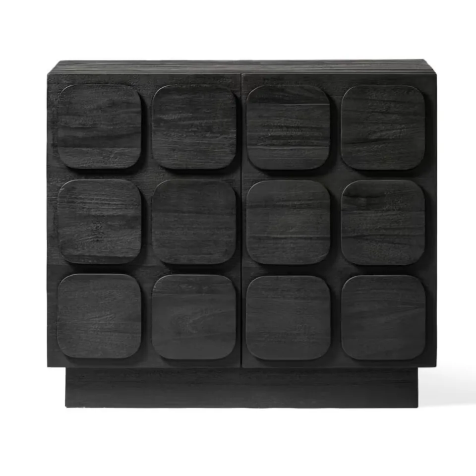 Dark cabinet with sculpted panels — Karma Inc furniture collection