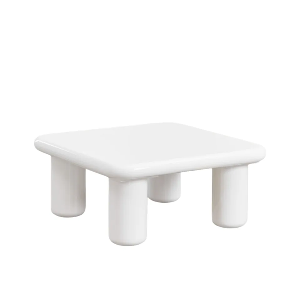 White coffee table with rounded legs — Karma Inc furniture collection