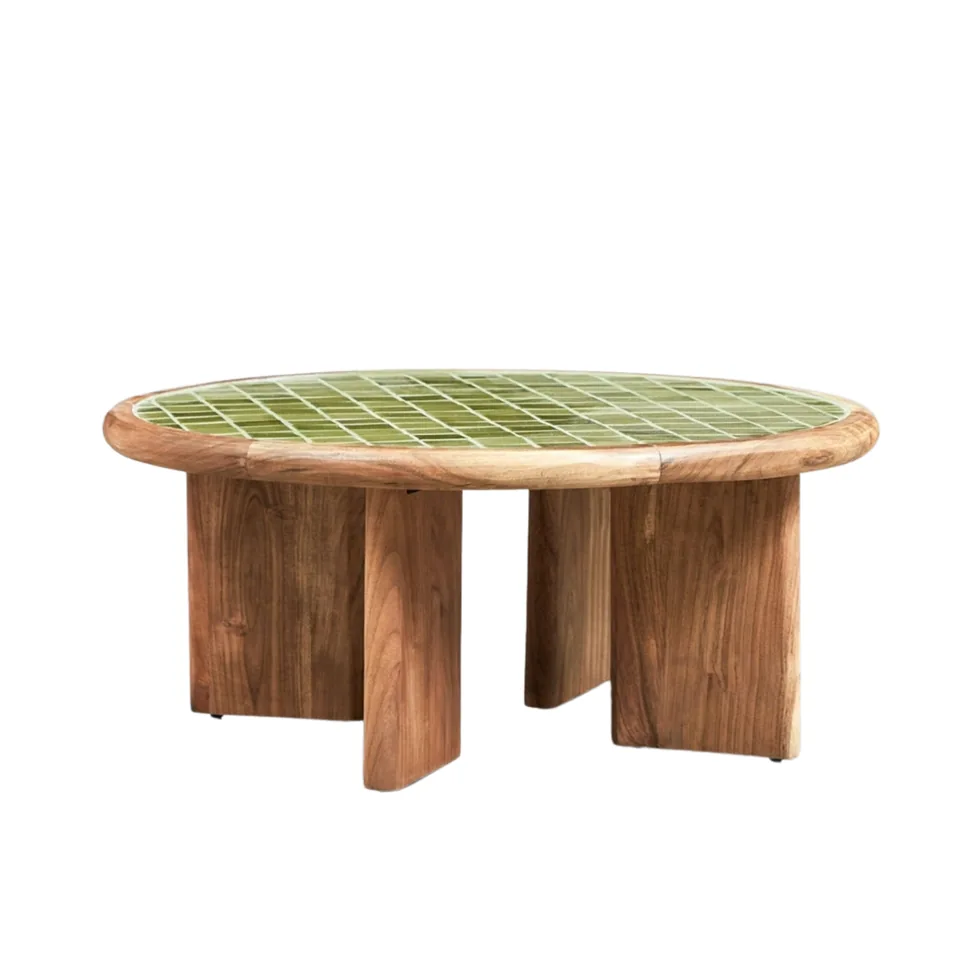 Round coffee table with patterned top — Karma Inc furniture collection