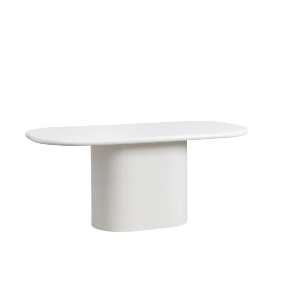 White oval pedestal dining table — Karma Inc furniture collection