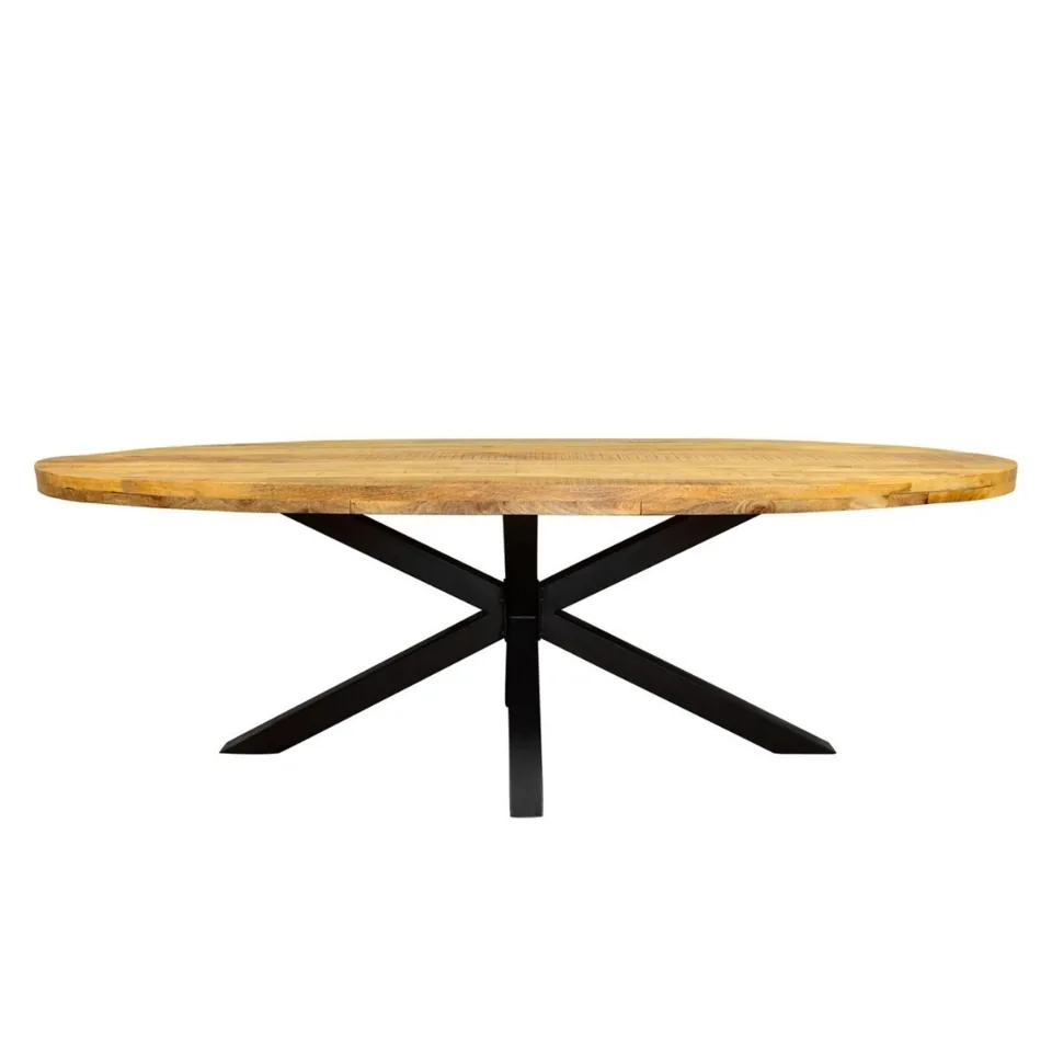 Dining table with dark crossed base — Karma Inc furniture collection
