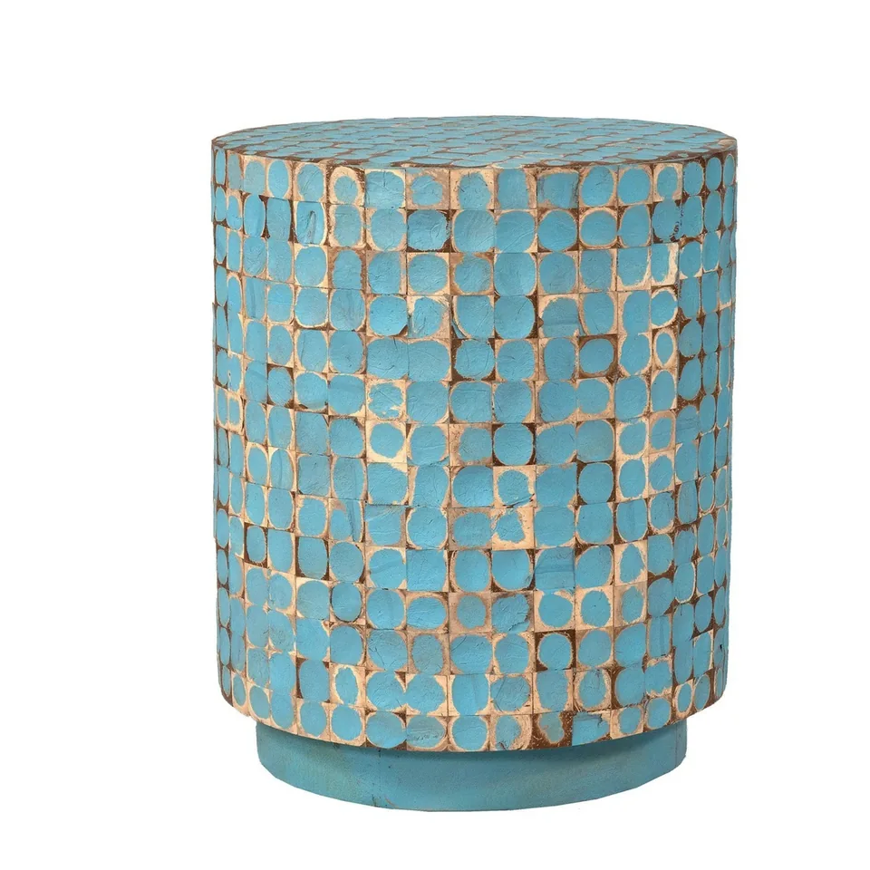 Turquoise patterned end table — Karma Inc furniture collection