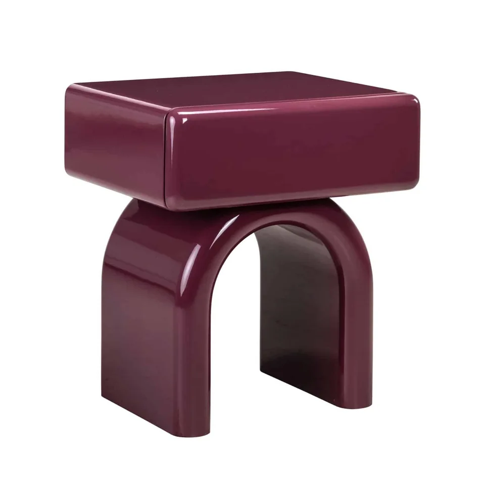 Burgundy arched end table — Karma Inc furniture collection