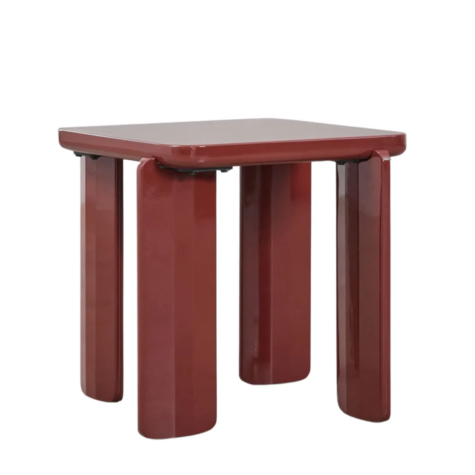 Burgundy end table with column legs — Karma Inc furniture collection