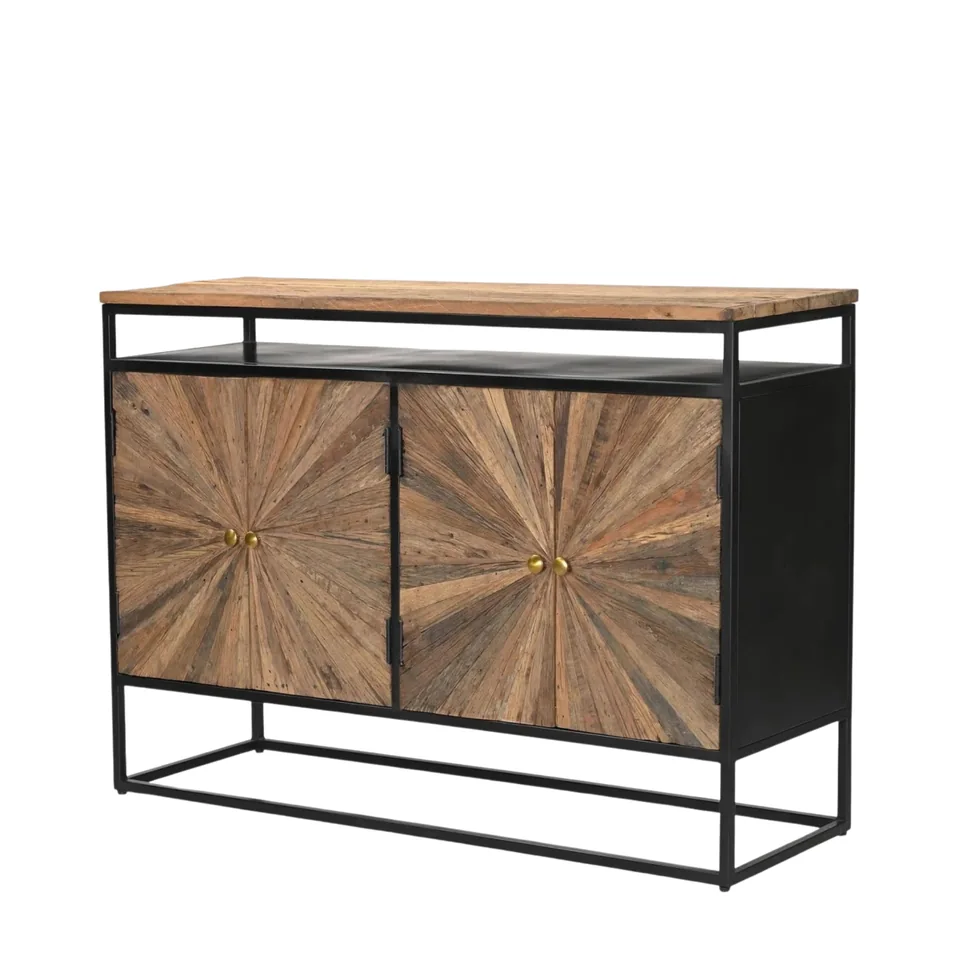 Sunburst sideboard with upper shelf — Karma Inc furniture collection