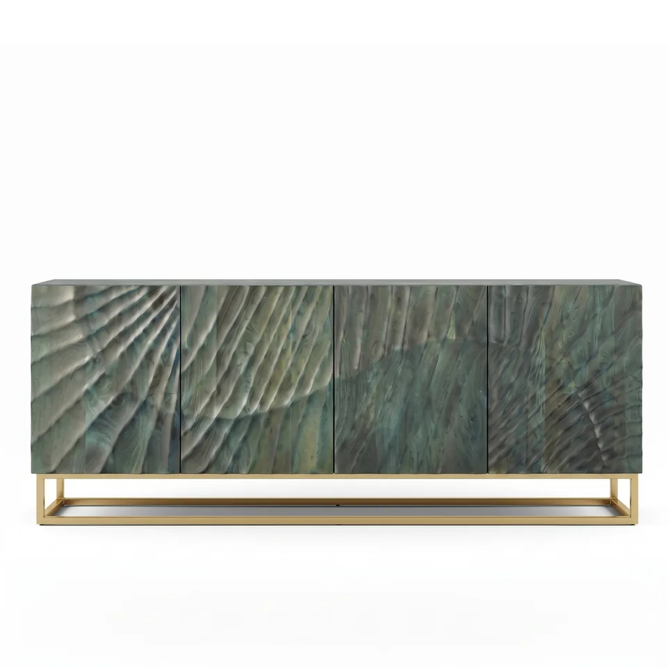 Green sculpted sideboard — Karma Inc furniture collection