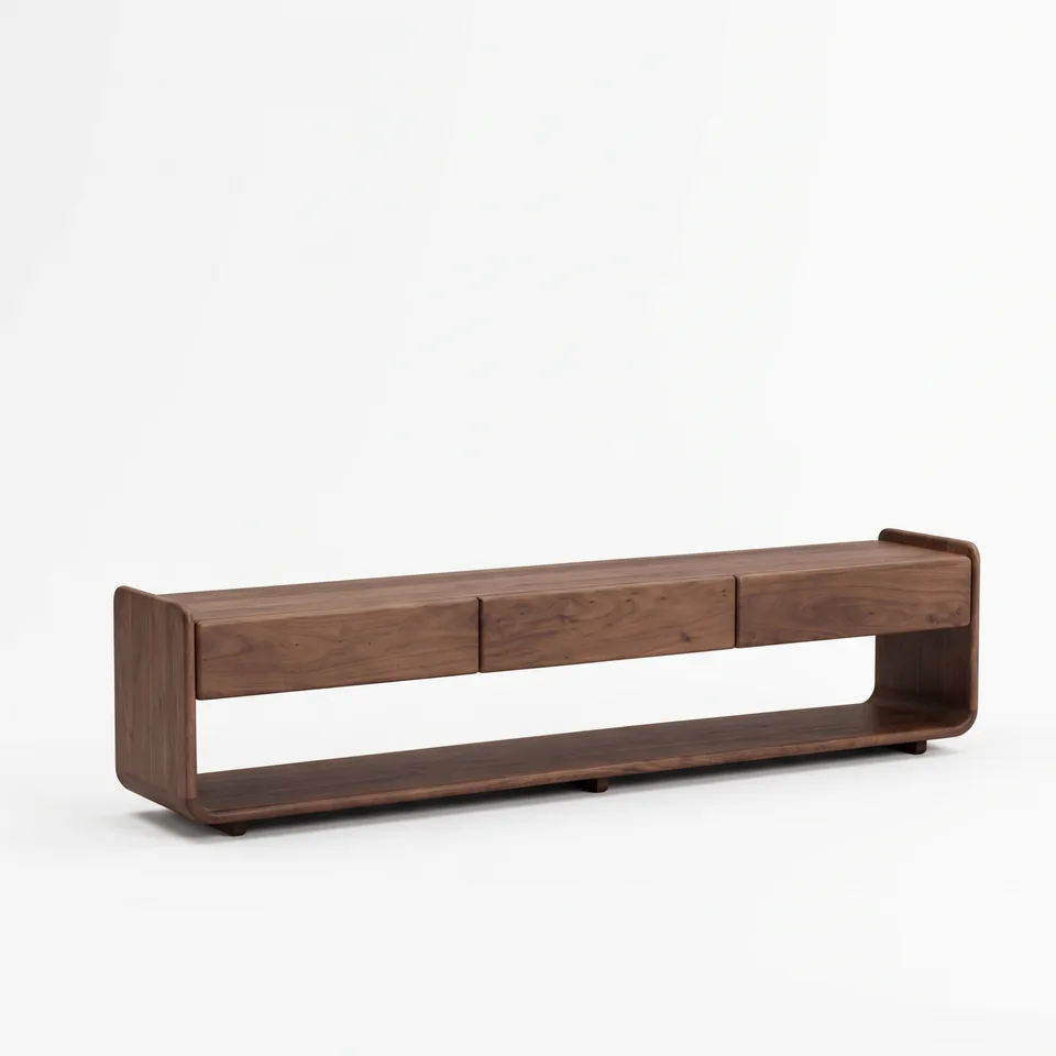 Open-frame TV cabinet with drawers — Karma Inc furniture collection